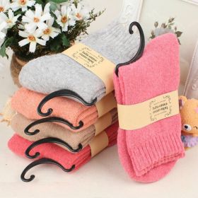 5Pairs Lot Winter Thickened Warm Woolen Socks Women's Striped Retro Wool New Year Christmas Gift Grils Socks TJ3140 (Color: 10, size: One Size)