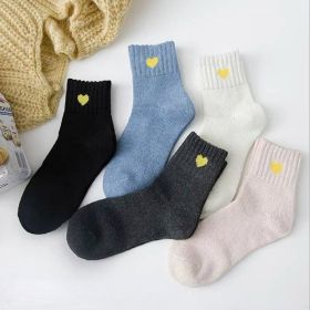 5Pairs Lot Winter Thickened Warm Woolen Socks Women's Striped Retro Wool New Year Christmas Gift Grils Socks TJ3140 (Color: 14, size: One Size)